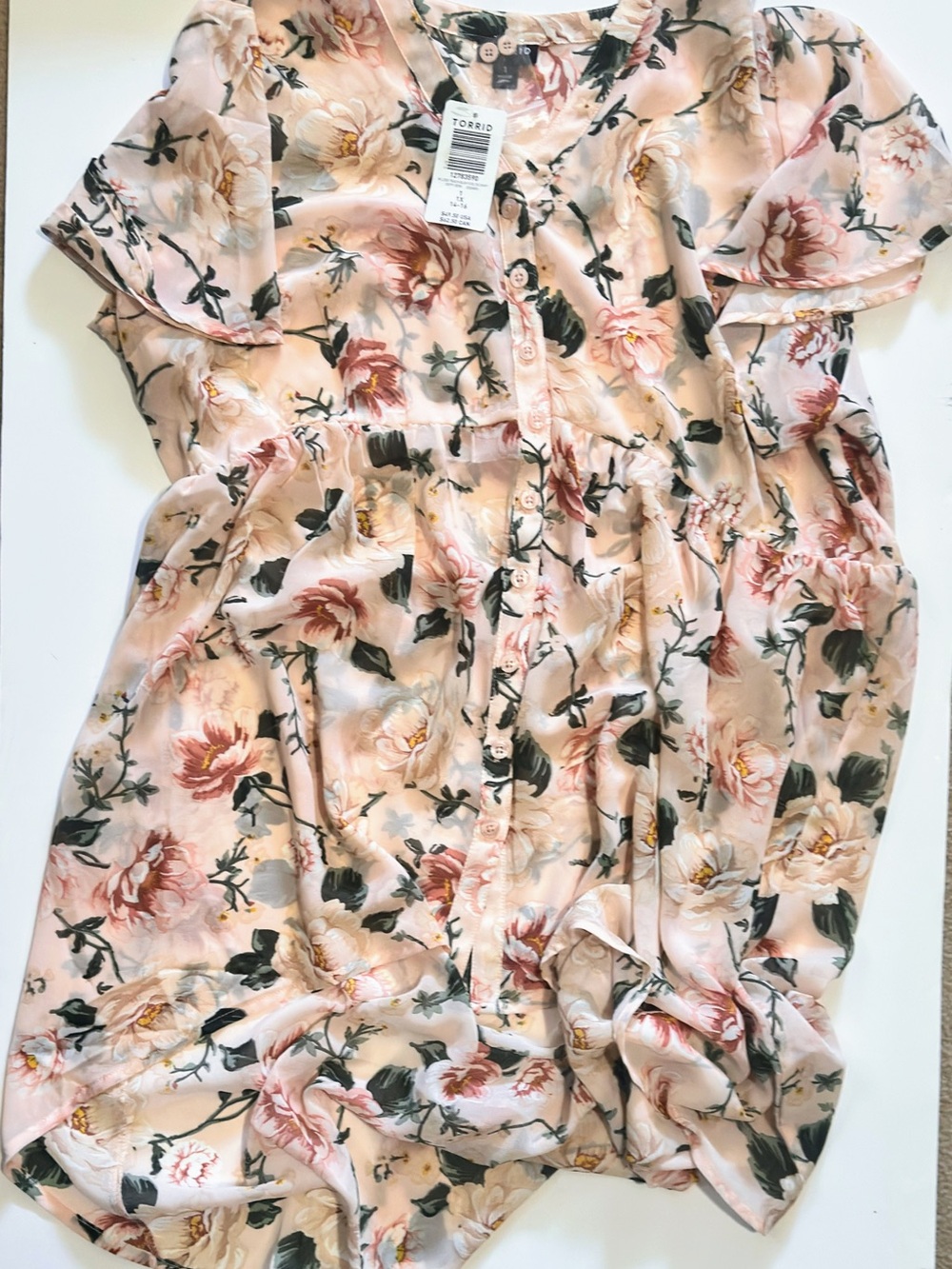 torrid Blush Pink Floral Button-Front Tunic